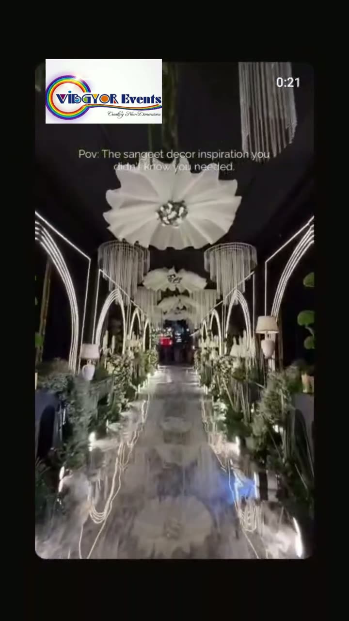 White Florals & Crystal — Sangeet aisle