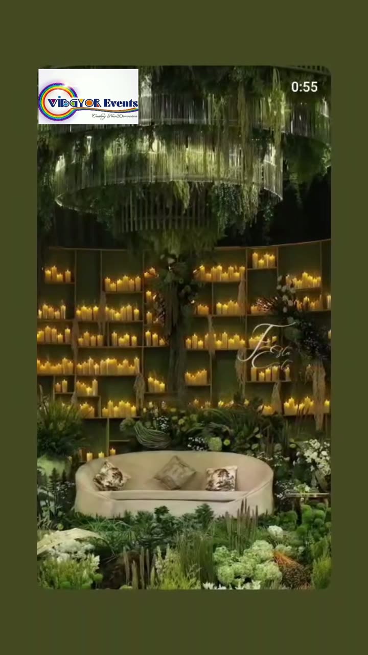 Candles & Foliage — Green lounge wall