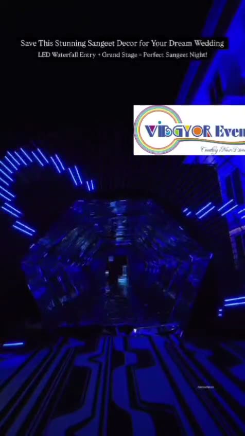 LED Waterfall & Grand Stage — Sangeet night